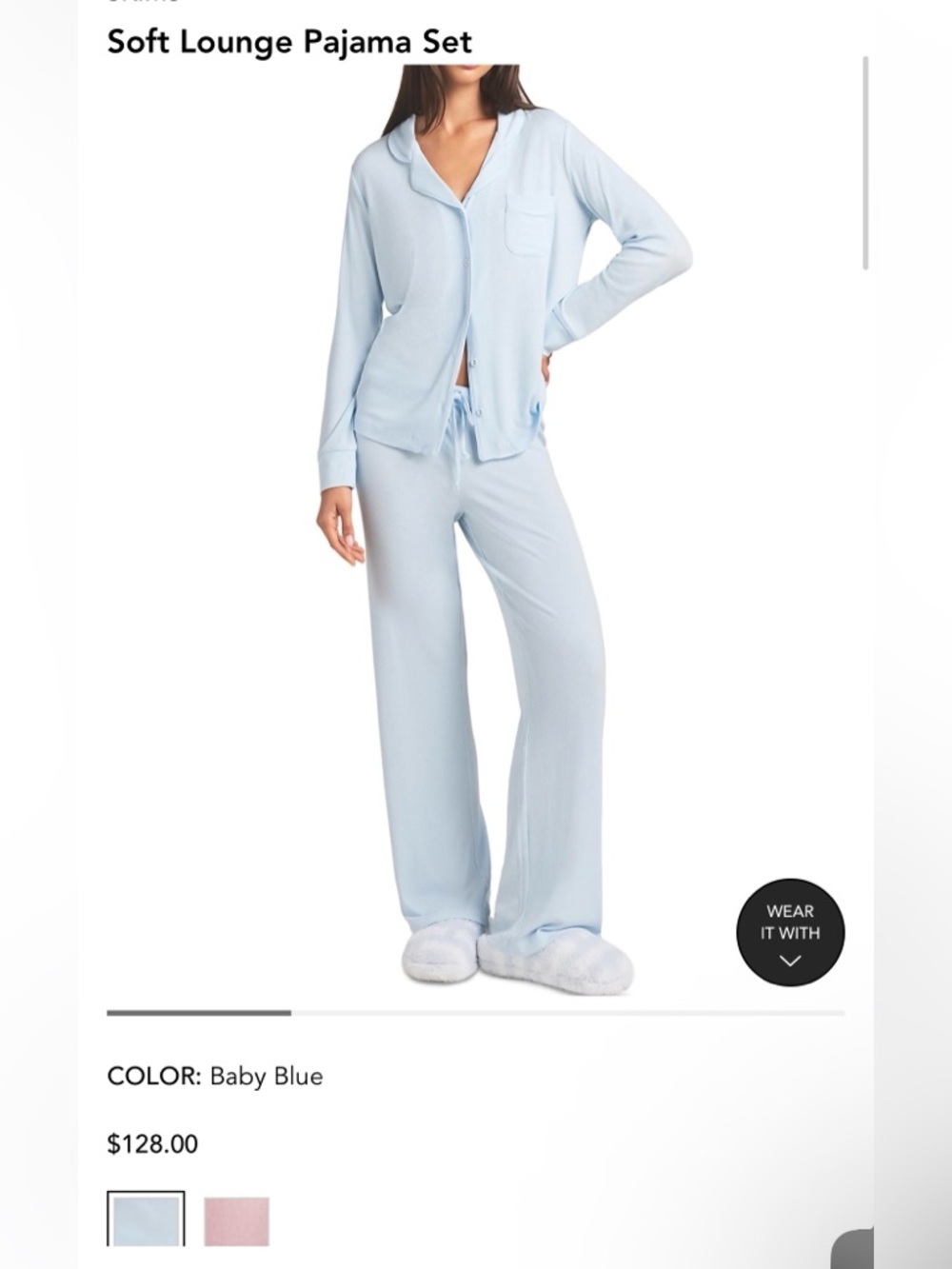 $128 NWT SKIMS Women's Blue Soft Lounge Pajama Set Size S